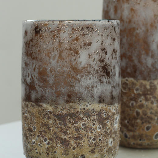 碧轩手工艺术玻璃花瓶客厅软装样板房干花插花做旧复古直筒花瓶 商品图2