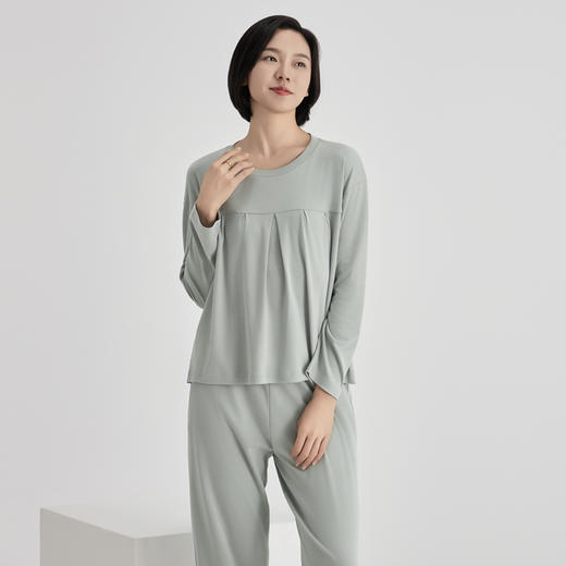 weyo秋冬家居服女舒感棉捏折圆领长袖套服50708 商品图2