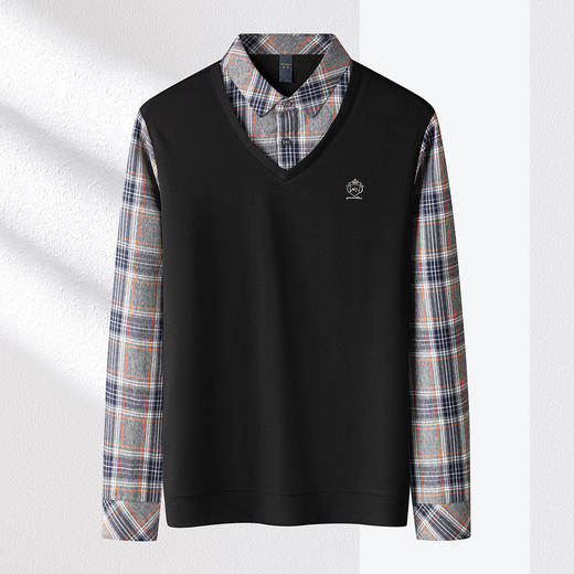 【肌理提花】罗蒙春秋假两件针织衫男长袖衬衫男舒适休闲衬衫男 商品图5