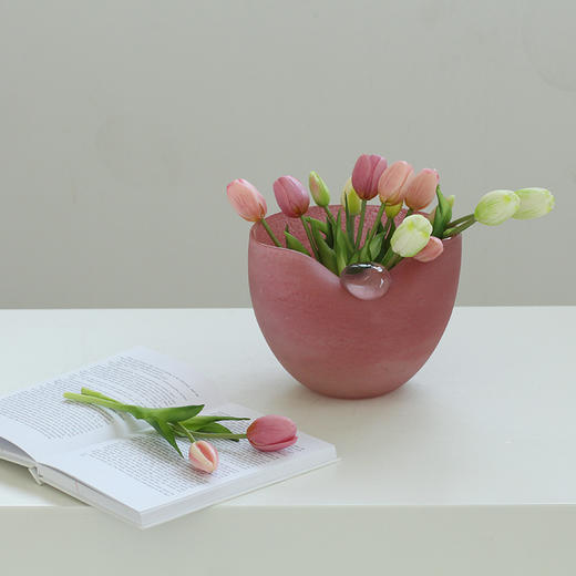 碧轩日式创意手工粉色创意磁粉玻璃果盘居家样板房台面茶几花盆 商品图3