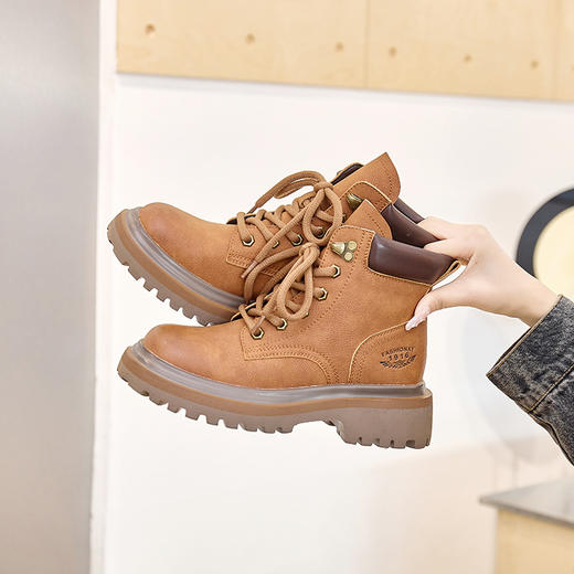 真皮马丁靴女2024春秋新款复古英伦风厚底靴子踢不烂潮街拍大黄靴新款爆款小红书同款 商品图1