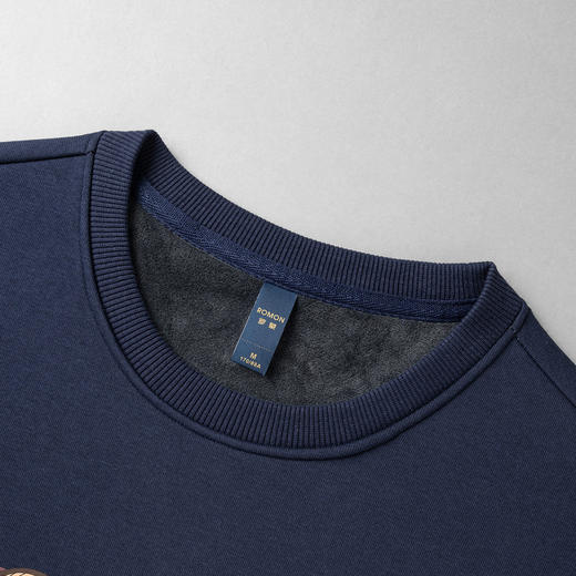 【加绒加厚 蚕丝混纺】罗蒙秋冬加绒卫衣男士时尚休闲潮流印花个性卫衣套头T恤男 商品图5