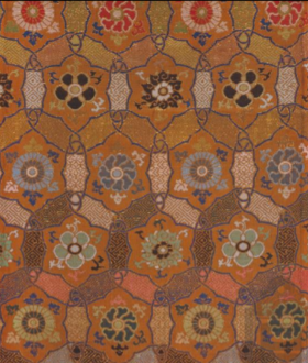 【柿红盘绦朵花宋锦】