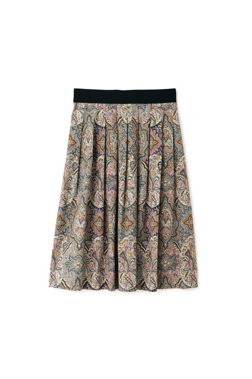 Margaret Howell 24AW 日版青粉色佩斯利纹印花棉宽褶半裙 商品图12