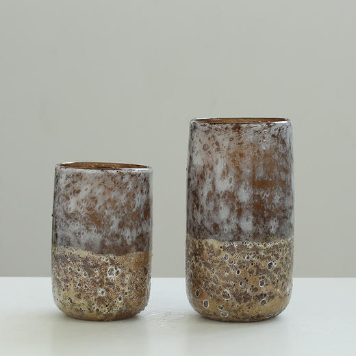 碧轩手工艺术玻璃花瓶客厅软装样板房干花插花做旧复古直筒花瓶 商品图1