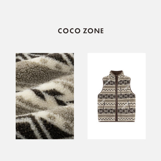 COCO ZONE 秋冬立领拉链马夹拼色简约无袖上衣CC1D2426 商品图3