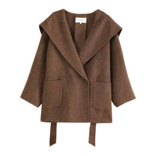 玳莎大翻领双面呢大衣女秋冬新款气质通勤系带羊毛呢外套  ED37307 商品图4