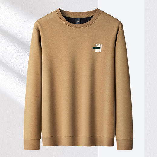 【加绒加厚 蚕丝混纺】罗蒙秋冬男装加绒保暖卫衣青年时尚休闲胸花男士卫衣男 商品图1