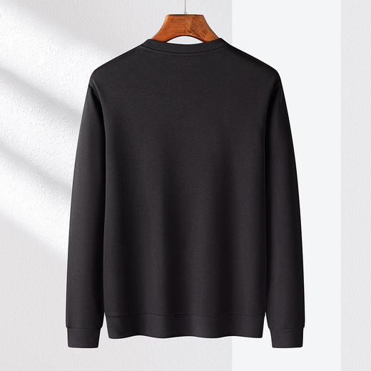 【加绒加厚 蚕丝混纺】罗蒙秋冬男装中国风胸标加绒卫衣男保暖卫衣加绒套头T恤 商品图1