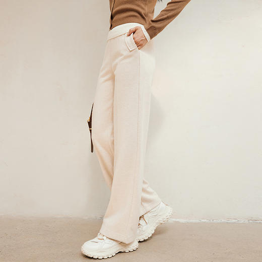 玳莎松紧腰头针织直筒裤女秋冬新款保暖舒适宽松纯色休闲裤  ED36305 商品图2