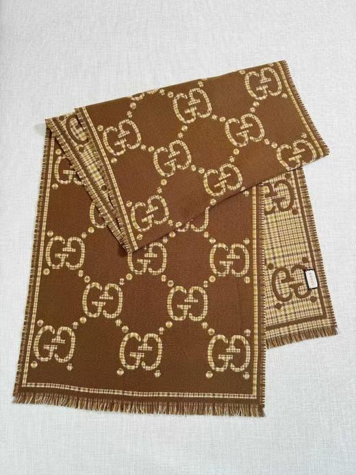 古驰 秋冬新款，主打的gg时髦复古双面羊毛围巾/双色 商品图1