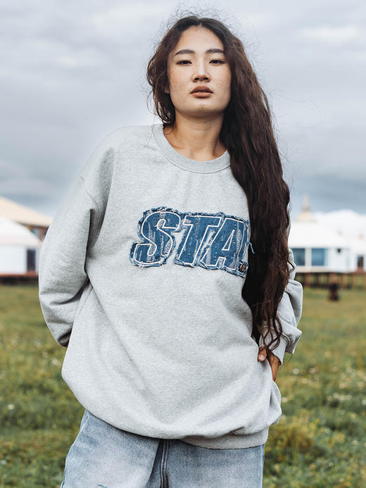 STA2024秋冬款经典基础牛仔贴布刺绣圆领卫衣 商品图8