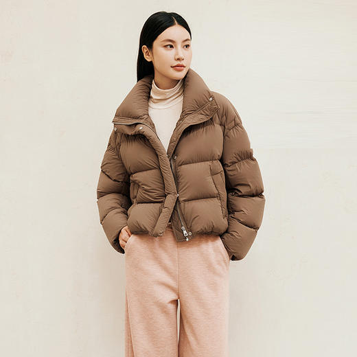 玳莎立领鹅绒服女2024年冬季新款加厚保暖蓬松通勤宽松羽绒面包服  ED41301 商品图0