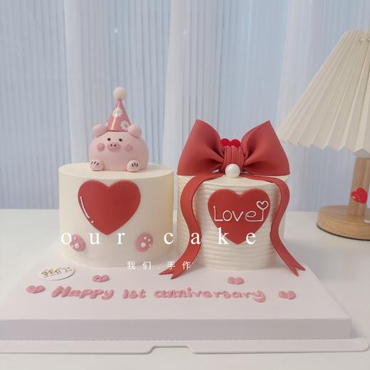 蝴蝶结小动物情侣双蛋糕（小动物可改）-低糖处理无添加 商品图0