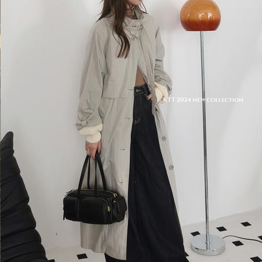 【顺丰包邮】01302 洛诗琳高级感英伦风纸感肌理廓形风衣外套422 商品图2