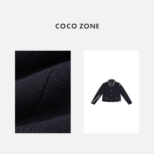 COCO ZONE 时尚撞色翻领毛呢外套简约长袖上衣CC2C2249 商品图2