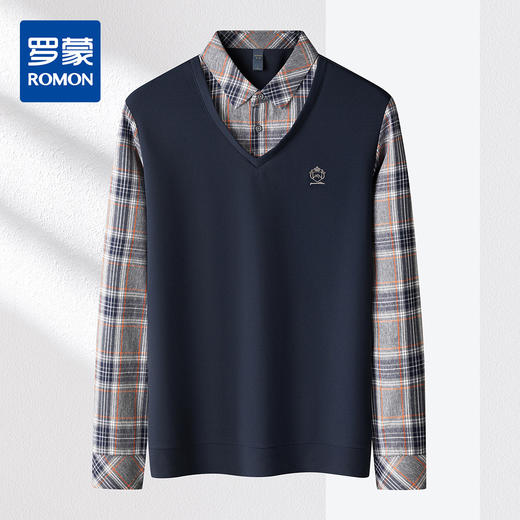 【肌理提花】罗蒙春秋假两件针织衫男长袖衬衫男舒适休闲衬衫男 商品图3