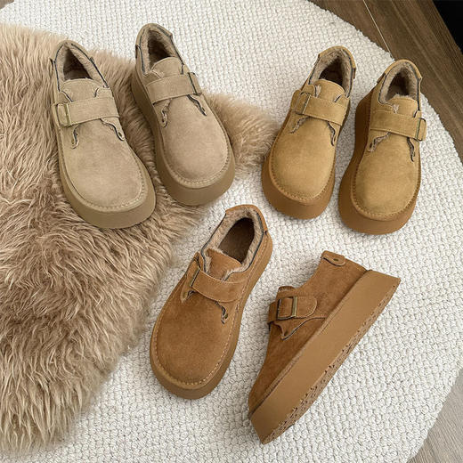 厚底雪地靴女加绒加厚2024冬季新款复古美拉德保暖系圆头勃肯棉鞋新款爆款小红书同款 商品图2