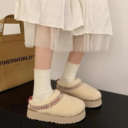 厚底包头半拖鞋女2024年秋冬季皮毛一体羊羔毛加绒保暖懒人棉鞋新款爆款小红书同款 商品图1