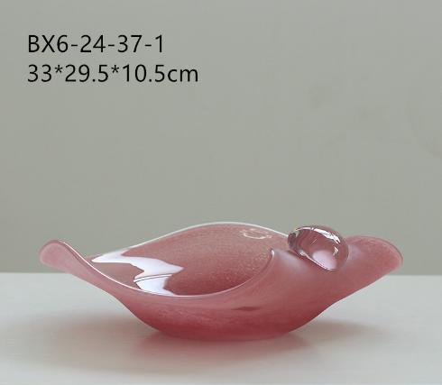 碧轩日式创意手工粉色创意磁粉玻璃果盘居家样板房台面茶几花盆 商品图8