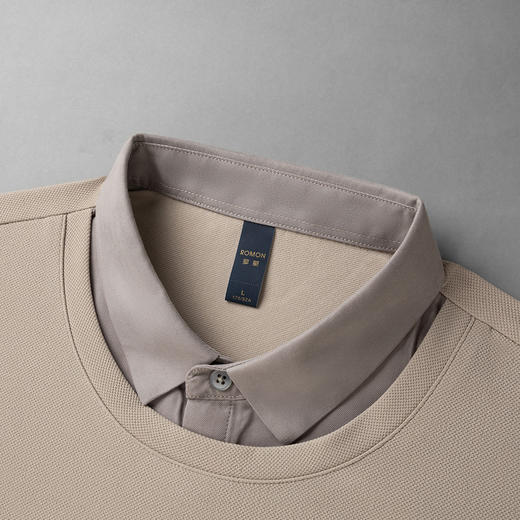 【肌理提花】罗蒙假两件针织衫男长袖衬衫男舒适休闲针织衫男士衬衫秋 商品图6