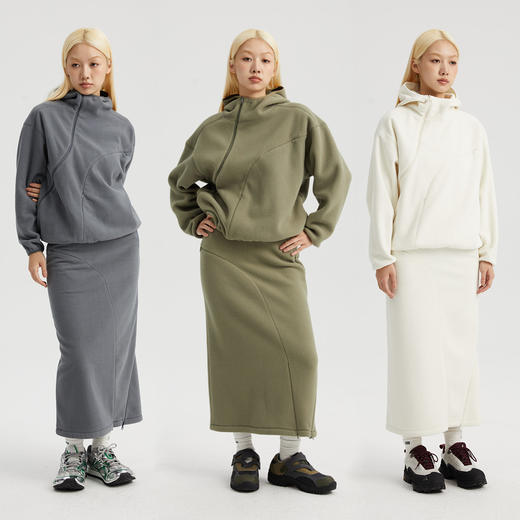 oneup弧线摇粒绒半身裙 商品图3