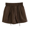 玳莎松紧腰仿皮短裤女2024年冬季新款百搭复古显瘦A字阔腿裤子  ED36102 商品缩略图4