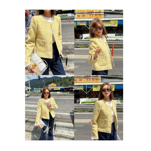 清仓捡漏 LIN CHAO ZHANG特调【柠檬黄】全明星款七彩浣纱小香外套 LW240149 商品图3