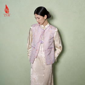 SAINTJOY/上久楷 女式宋锦马甲 中式上衣 中国风 复古 卷草蝴蝶纹锦 CY1044207016