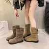 粗跟复古中筒靴骑士靴女鞋2024新款秋冬季加绒堆堆小短靴马丁靴子新款爆款小红书同款 商品缩略图3