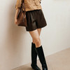 玳莎松紧腰仿皮短裤女2024年冬季新款百搭复古显瘦A字阔腿裤子  ED36102 商品缩略图2