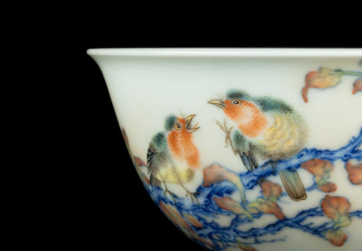 一儒堂青花加彩知更鸟敞口杯 商品图2