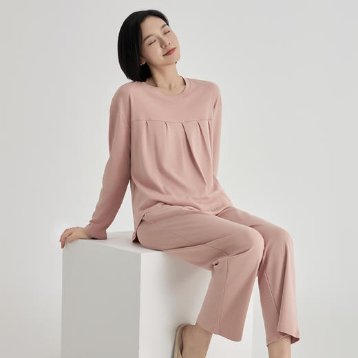 weyo秋冬家居服女舒感棉捏折圆领长袖套服50708 商品图1