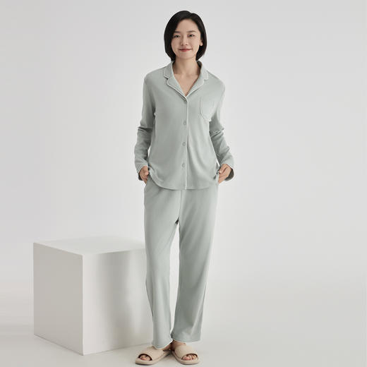 weyo秋冬家居服女舒感棉包边口袋长袖套服50712 商品图3