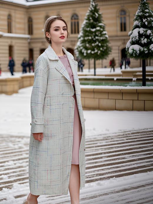 翻领双排扣门襟缺口双面手工大衣 商品图1