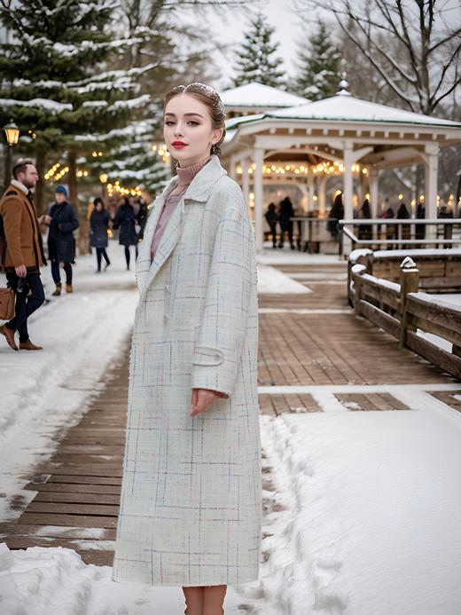 翻领双排扣门襟缺口双面手工大衣 商品图3