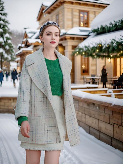 翻袖口大翻领双面手工中长腰带大衣 商品图3