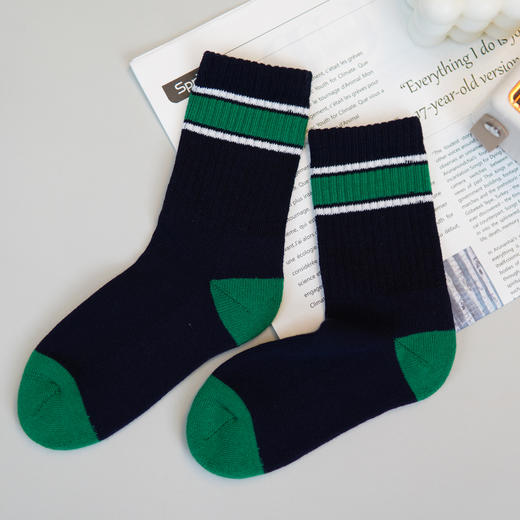 童【6双6折 2双装】丨儿童半毛圈袜子中长筒棉袜条纹棉袜毛圈袜子5-7岁【2423701】 商品图3