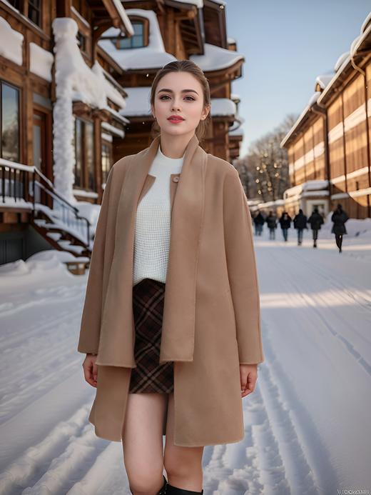 围巾领双面手工中长大衣 商品图2