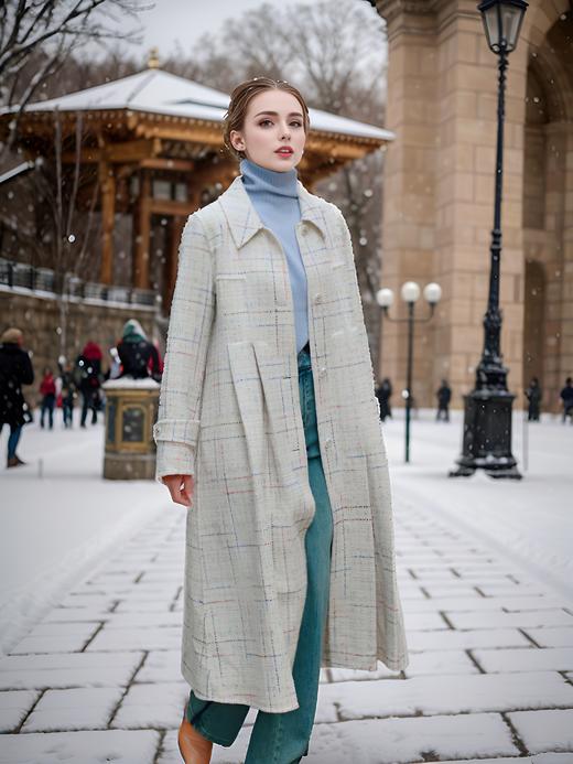 翻领一排扣双褶复古双面手工大衣 商品图0