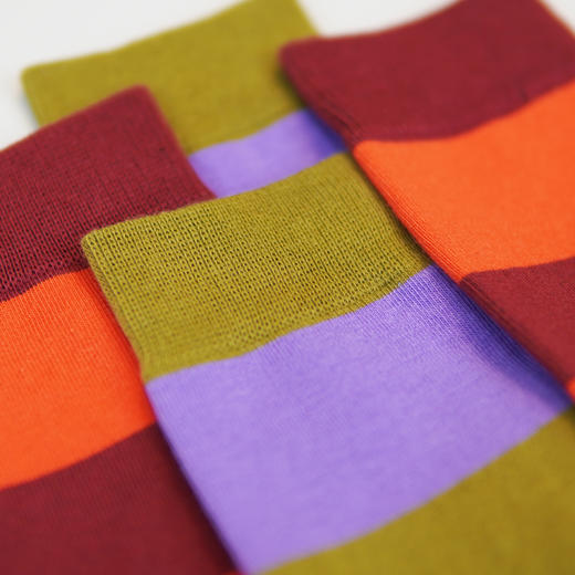 【59元3双】【1双装】女丨女袜彩色粗条无骨潮袜中筒袜子时尚棉袜女袜子【2412521】 商品图4