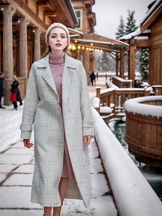 翻领双排扣门襟缺口双面手工大衣 商品图0