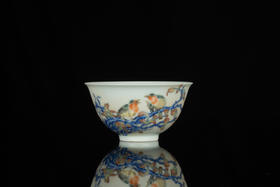 一儒堂青花加彩知更鸟敞口杯