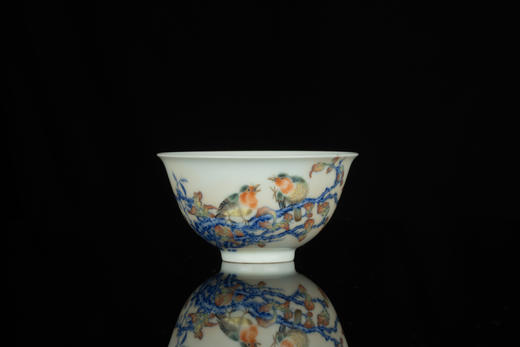 一儒堂青花加彩知更鸟敞口杯 商品图0