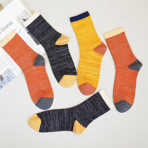 女【6双6折 2双装】丨四季袜子女舒适双针中筒袜棉袜子透气吸汗拼色女袜【2422215】 商品图1
