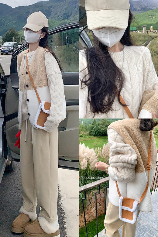 【189元任选2件】最后一波现货！ 拼色羊羔毛马甲 商品图2