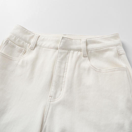 ROMI STUDIO“冬日暖白”牛仔棉混纺磨毛高弹直筒牛仔裤RW24AX80765 商品图4