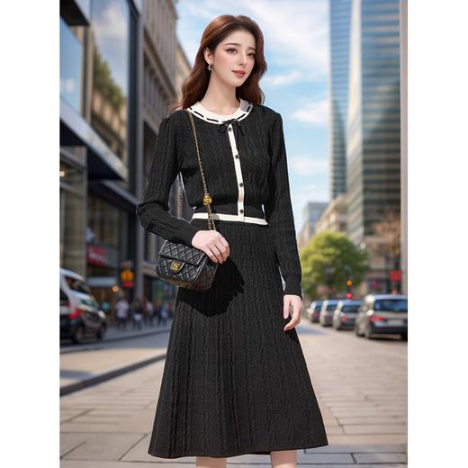 奢姿2024年秋季新款大码女装针织拼接套装胖妹妹温柔休闲风两件套9843991778 商品图2