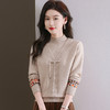 CC-101-96961新中式假两件复古羊毛针织衫毛衣女2024秋冬半高领提花打底衫内搭 商品缩略图0