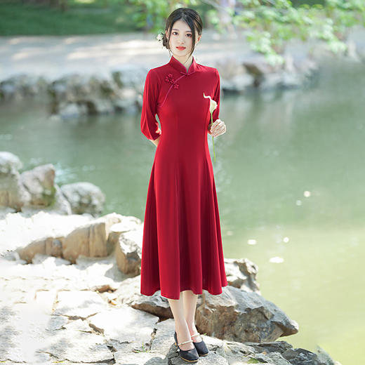 老上海复古仿醋酸长款旗袍秋季新款喜婆婆喜妈妈装GSJ567 商品图3